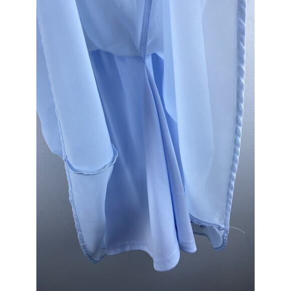 Lulus Sz Small Lover's Game Baby Blue Lace Chiffon Halter Skater Dress - Picture 9 of 16